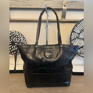 Coach Black Embossed Leather Tote